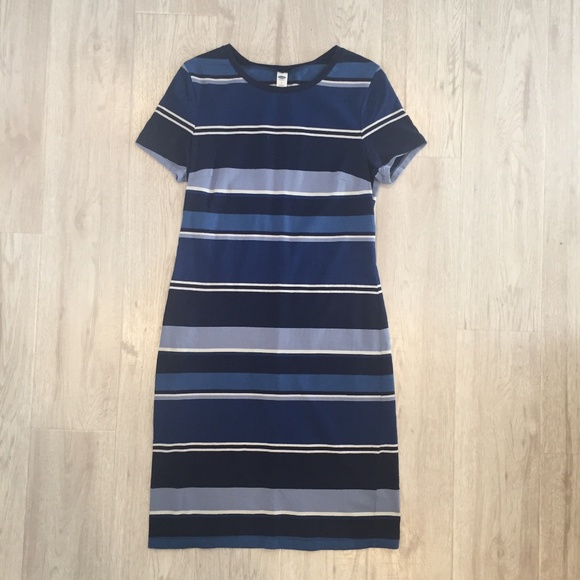 Old Navy Dresses & Skirts - Old Navy Blue Striped T-Shirt Body Fitted Dress M